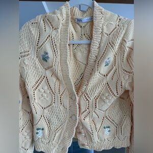 Zara floral knit cardigan